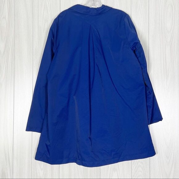 Eileen Fisher | Royal Blue Hidden Button Rain Jacket Size Medium - Picture 2 of 8